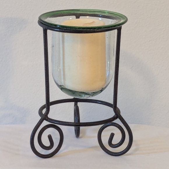 Glass Candle Holder With Metal Stand - Picture 2 of 8